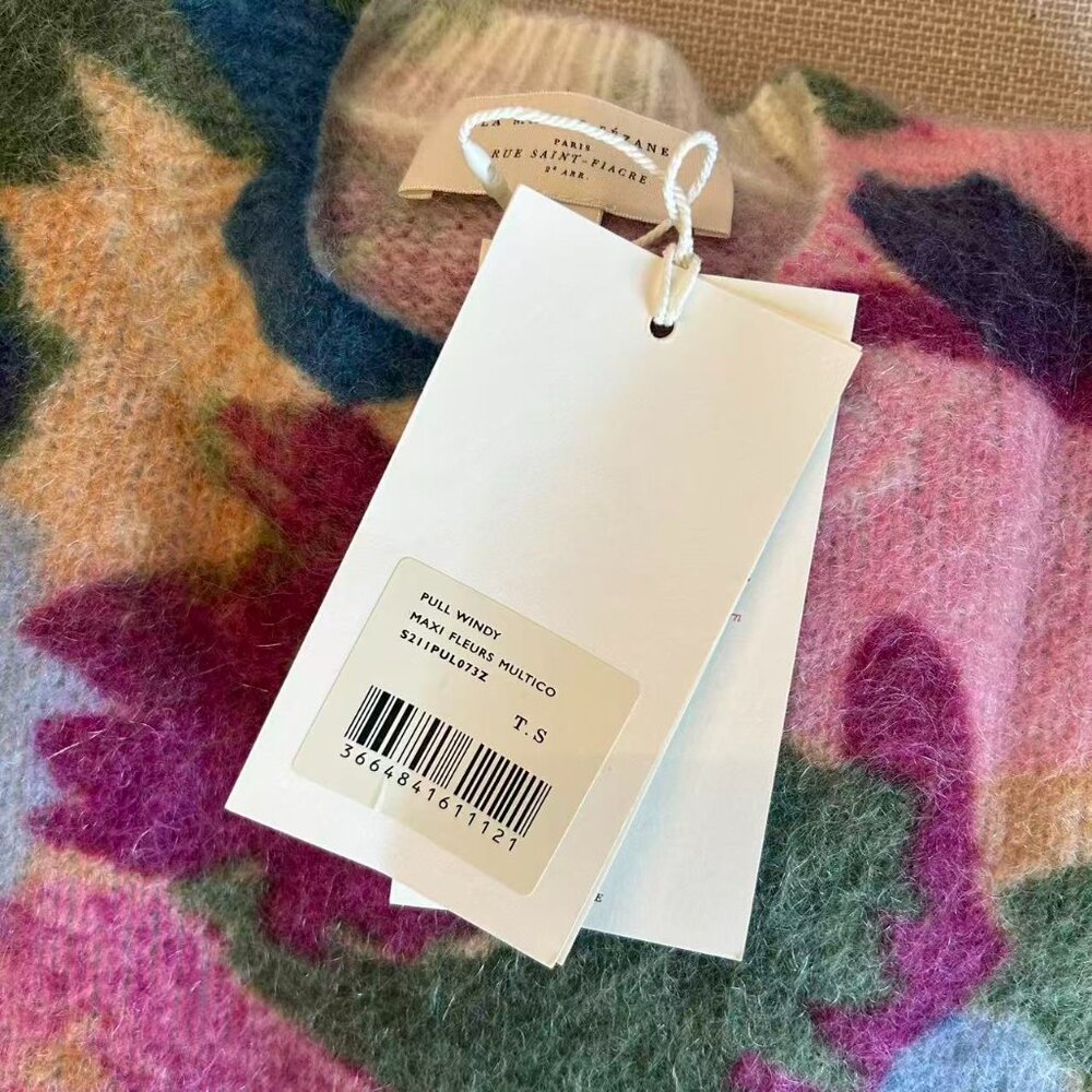Sezane Multicolor Floral Crewneck Sweater - Pink, Blue, Green - Picture 5 of 6